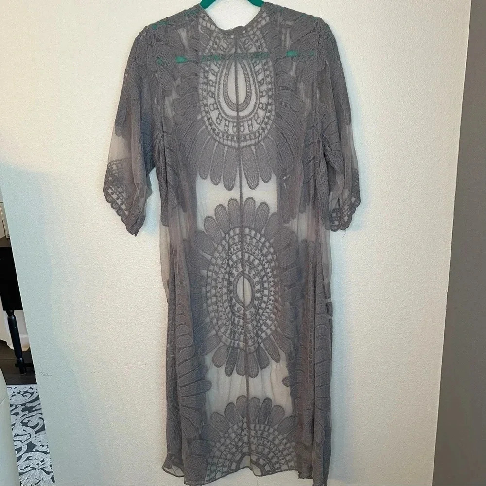 Rebellion Again Women’s Blue Boho Lace Kimono Cardigan Wrap Size Medium - Picture 4 of 11